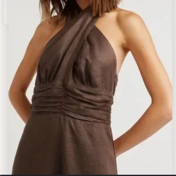 NWT 🏷️ DISSH harrier dark chocolate linen maxi dress US 6 size - Picture 4 of 13